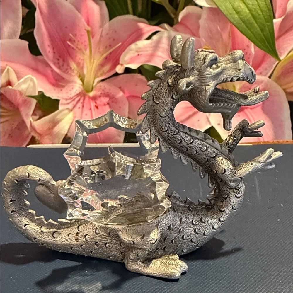 Mystical Silver Dragon Reptile Decor